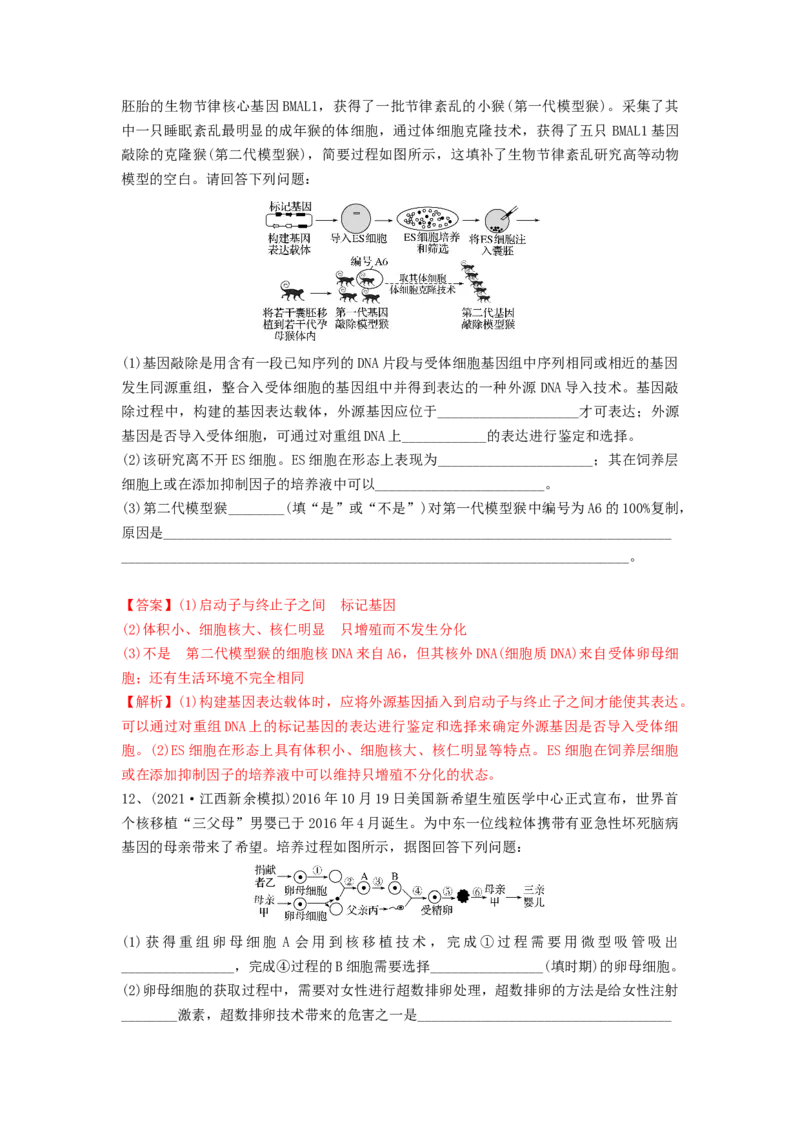 专题33细胞工程和胚胎工程（精练）（解析版）_2024年新高考资料_1.2024一轮复习_备战2024年高考生物一轮复习串讲精练（新高考专用）
