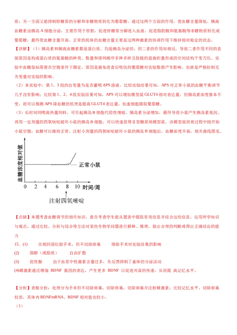 专题三稳态与调节（综合题特训）-2024年高考生物二轮复习专题训练（全国通用）（解析版）_2024年新高考资料_2.2024二轮复习_2024年高考生物二轮复习专题训练（全国通用）