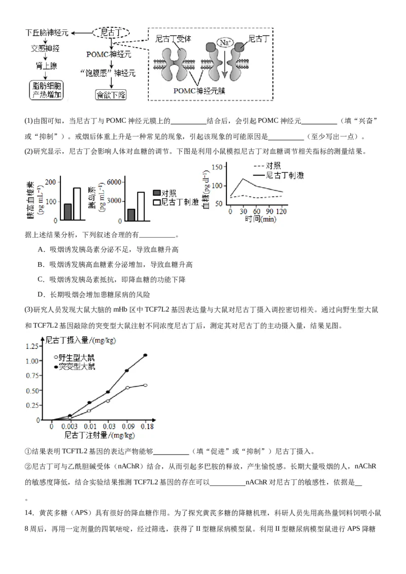专题三稳态与调节（综合题特训）-2024年高考生物二轮复习专题训练（全国通用）（解析版）_2024年新高考资料_2.2024二轮复习_2024年高考生物二轮复习专题训练（全国通用）