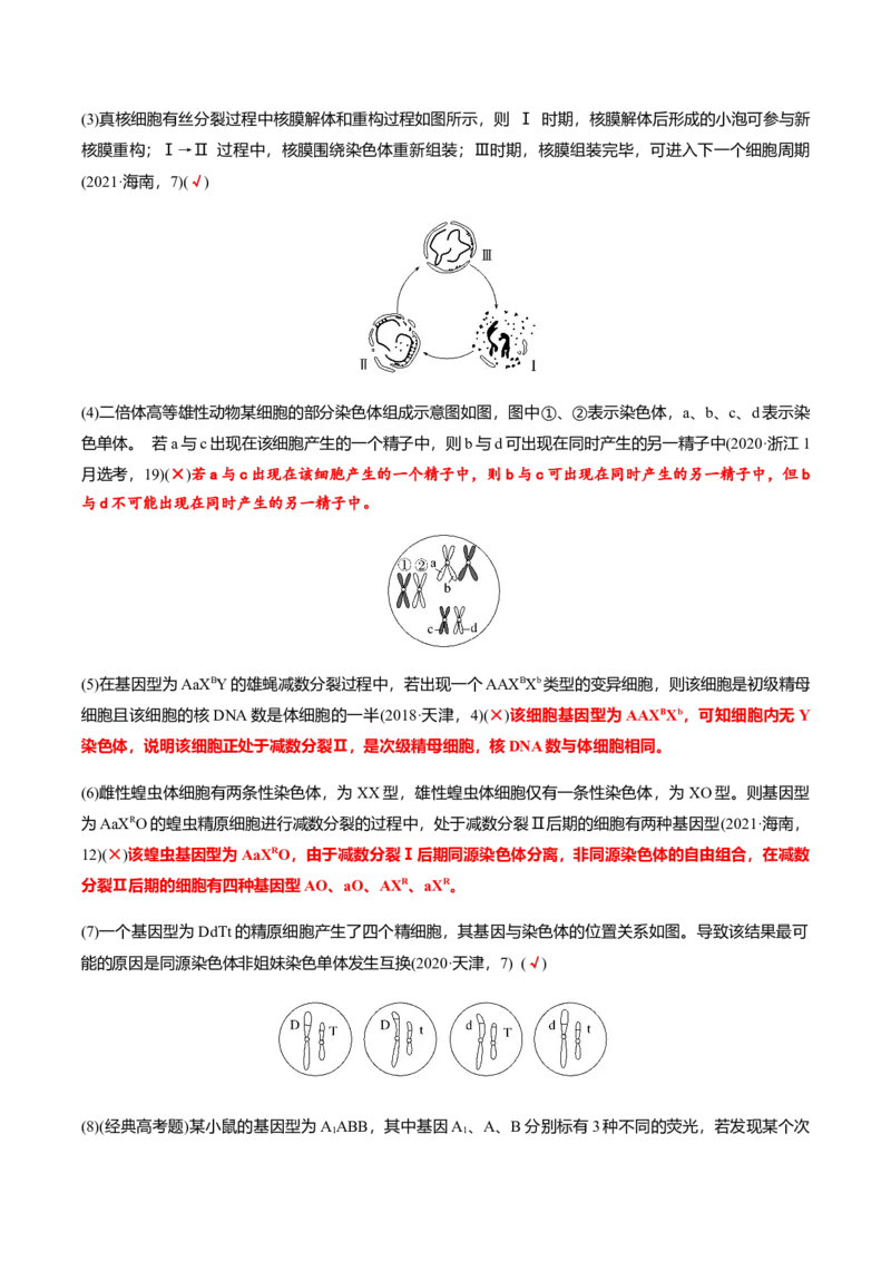专题02高中生物考前必刷易错题（教师版）_2024年新高考资料_5.2024三轮冲刺_备战2024年高中生物考前必备锦囊（全国通用）
