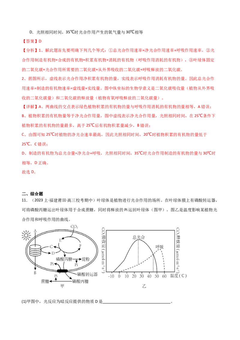 专题03细胞的能量供应和利用（解析版）_2024年新高考资料_3.2024专项复习_2024年高考生物热点&middot;重点&middot;难点专练（新高考专用）