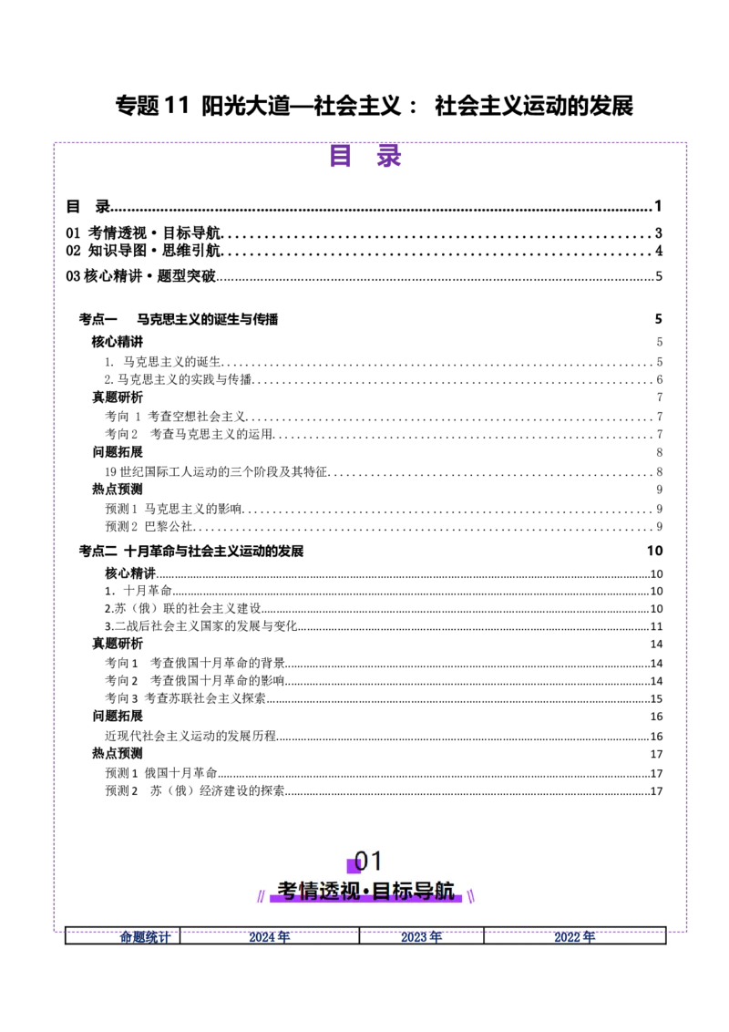 专题11阳光大道&mdash;社会主义：社会主义运动的发展（讲义）（解析版）_2025年新高考资料_二轮复习_01高考语文等多个文件_上好课2025年高考历史二轮复习讲练测（新高考通用）