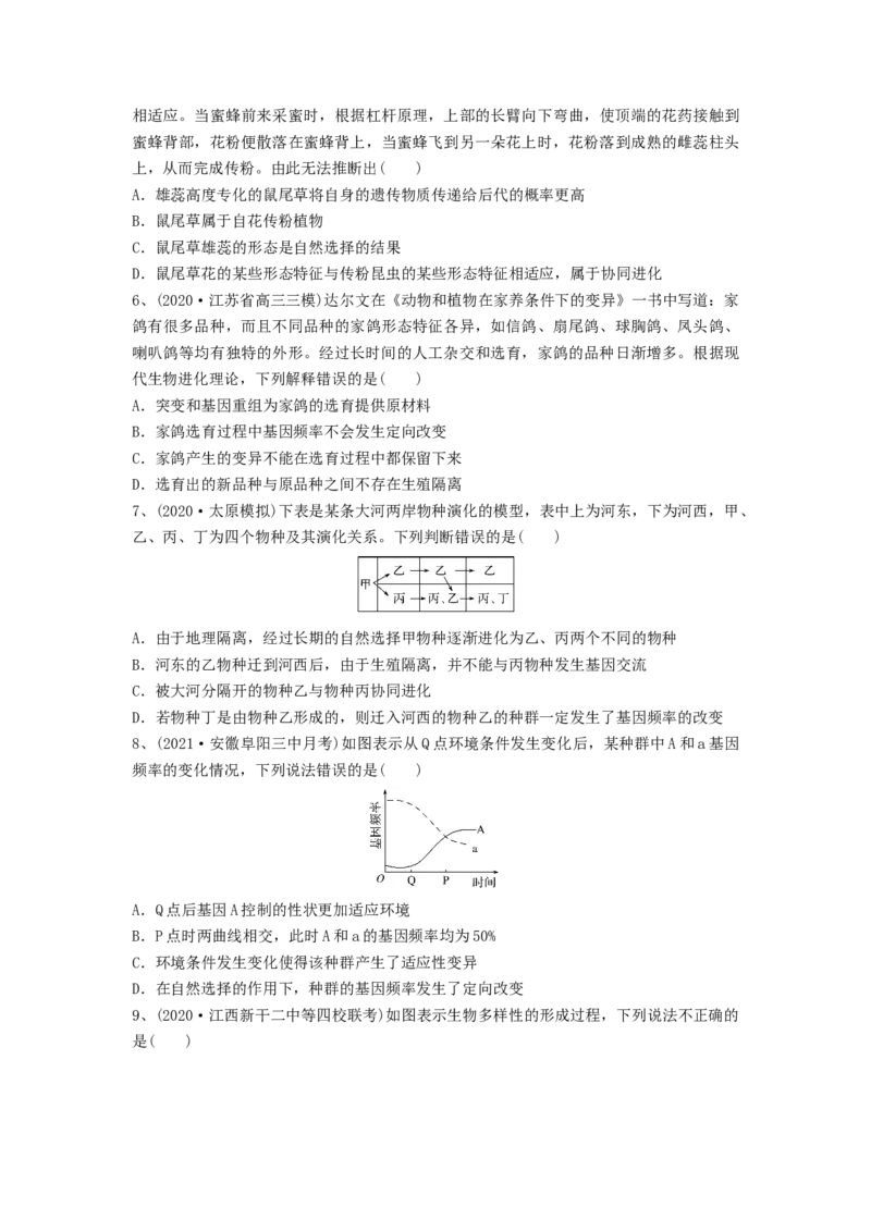 专题22生物的进化（精练）（原卷版）_2024年新高考资料_1.2024一轮复习_备战2024年高考生物一轮复习串讲精练（新高考专用）