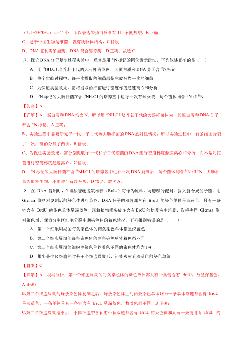 专题五遗传的分子基础、变异和进化（测试）（解析版）_2024年新高考资料_2.2024二轮复习_2024年高考生物二轮复习讲练测（新教材新高考）
