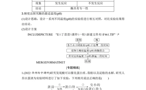 微专题1　酶的相关拓展实验_2024年新高考资料_1.2024一轮复习_2024年高考生物一轮复习讲义（新人教版）_另附1套Word版题库_必修1_第三单元细胞的能量供应和利用