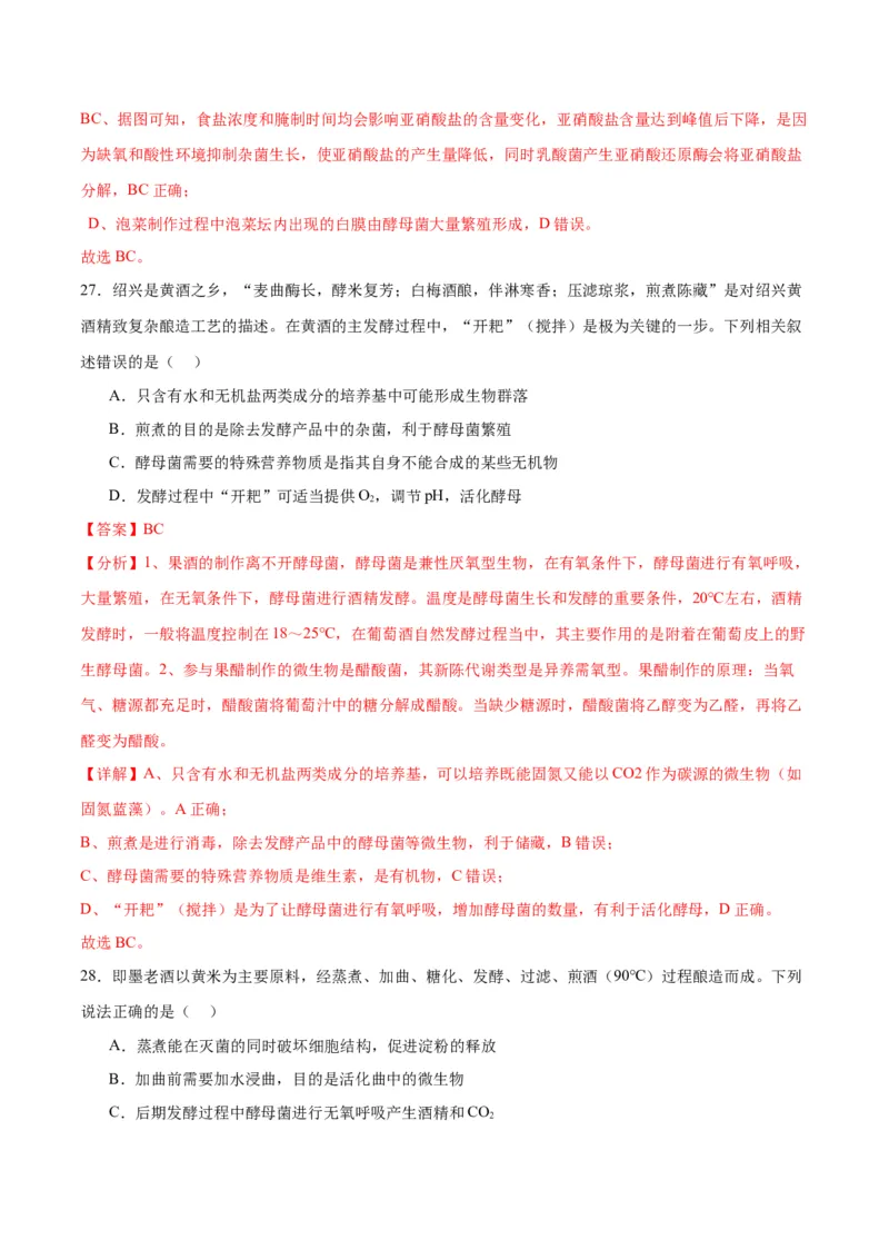 专题38传统发酵技术和发酵工程的应用（解析版）_2024年新高考资料_3.2024专项复习_备战2024年高考生物一轮复习重难点专项突破