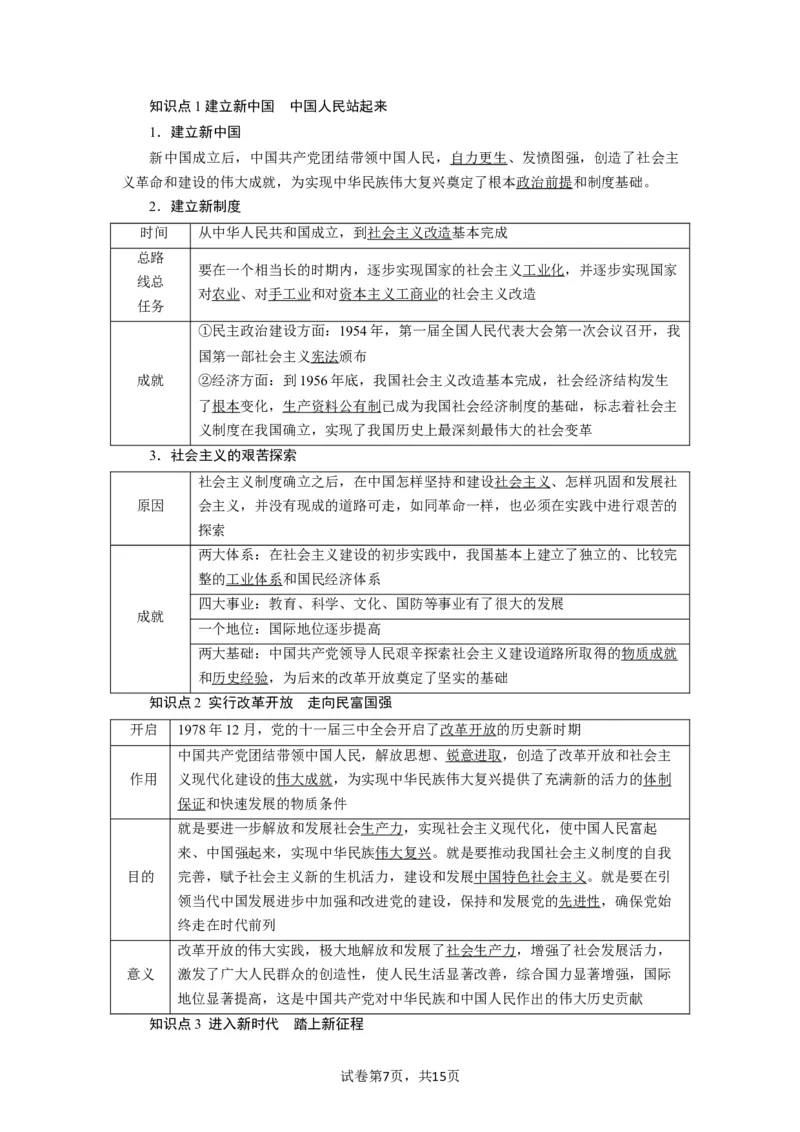 第01课历史和人民的选择（讲义）（解析版）_新高考复习资料_2024年新高考资料_一轮复习资料_完2024年高考政治一轮复习讲练测（课件+讲义+练习）（新教材新高考）_必修3