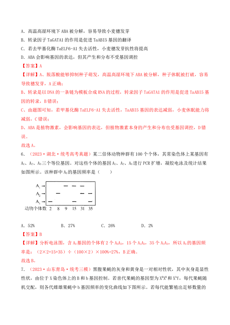 专题08基因的表达以及基因频率的计算（解析版）_2024年新高考资料_3.2024专项复习_备战2024年高考生物一轮复习重难点突破讲解与训练（新教材）