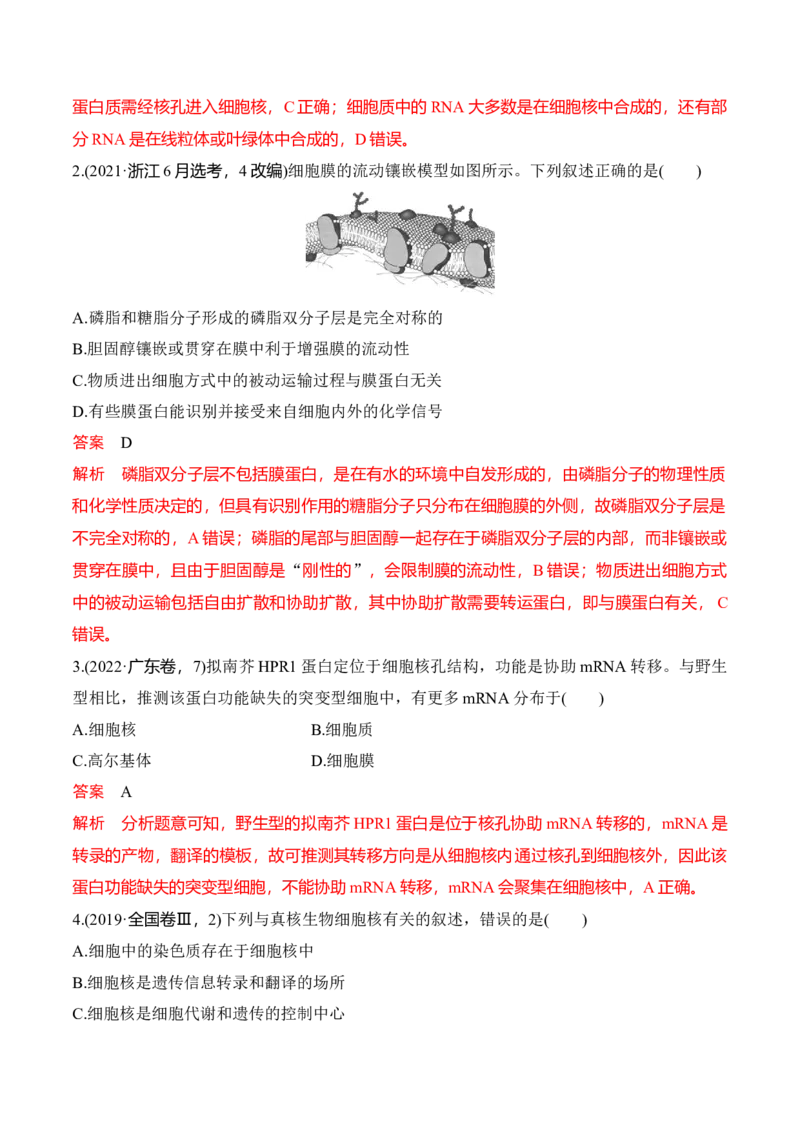宝典02细胞的结构和功能（3考点+2易错点）（解析版）_2024年新高考资料_1.2024一轮复习_2024年高考生物一轮复习知识清单