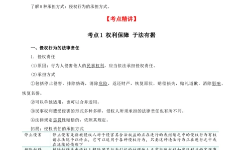 第四课&nbsp;侵权责任与权利界限（精品讲义）_新高考复习资料_2024年新高考资料_一轮复习资料_完2024年高考政治一轮复习考点帮（课件+讲义+练习）（新教材新高考）