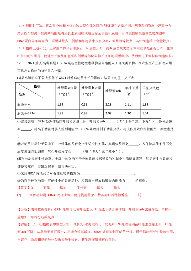 宝典17植物的激素调节（解析版）_2024年新高考资料_1.2024一轮复习_2024年高考生物一轮复习知识清单