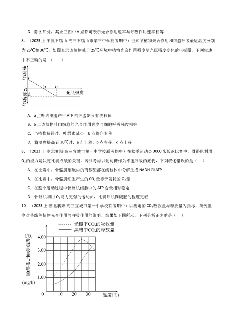 专题03细胞的能量供应和利用（原卷版）_2024年新高考资料_3.2024专项复习_2024年高考生物热点&middot;重点&middot;难点专练（新高考专用）