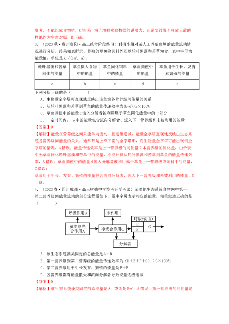 专题20生态系统（解析版）_2024年新高考资料_1.2024一轮复习_备战2024年高考生物一轮复习抢分特训（全国通用）_专题20生态系统-备战2024年高考生物一轮复习抢分特训（全国通用）