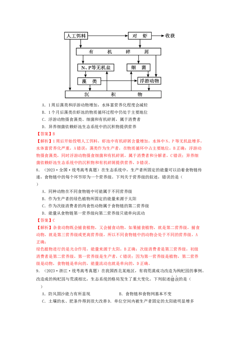 专题20生态系统（解析版）_2024年新高考资料_1.2024一轮复习_备战2024年高考生物一轮复习抢分特训（全国通用）_专题20生态系统-备战2024年高考生物一轮复习抢分特训（全国通用）