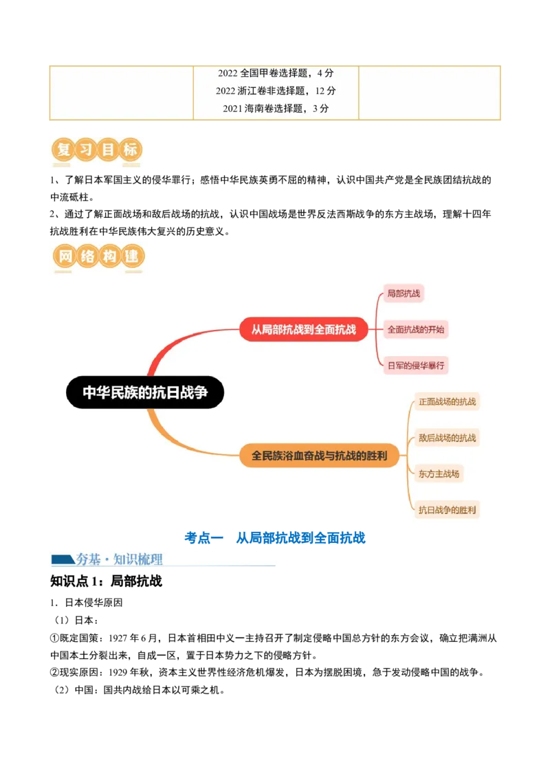 第20讲中华民族的抗日战争（解析版）_2024年新高考资料_1.2024一轮复习_2024年高考历史一轮复习讲练测（新教材新高考）_331