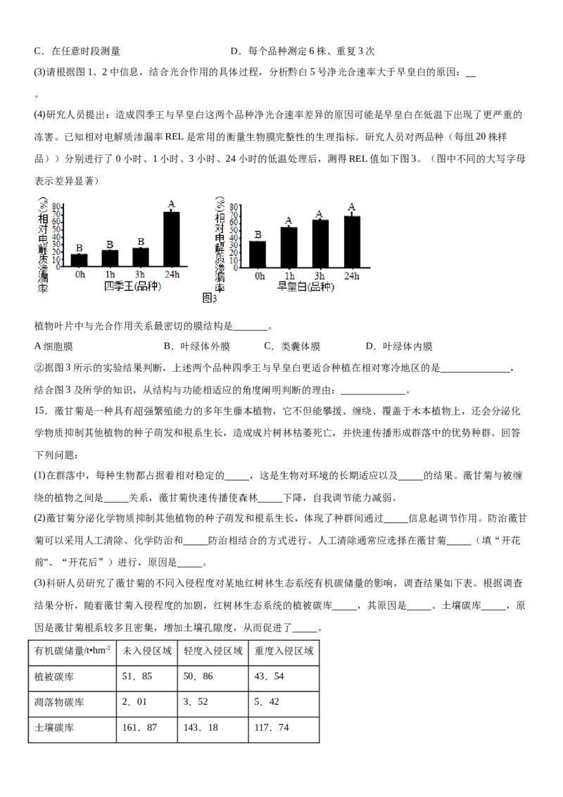 专题四生物与环境（综合题特训）-2024年高考生物二轮复习专题训练（全国通用）（原卷版）_2024年新高考资料_2.2024二轮复习_2024年高考生物二轮复习专题训练（全国通用）