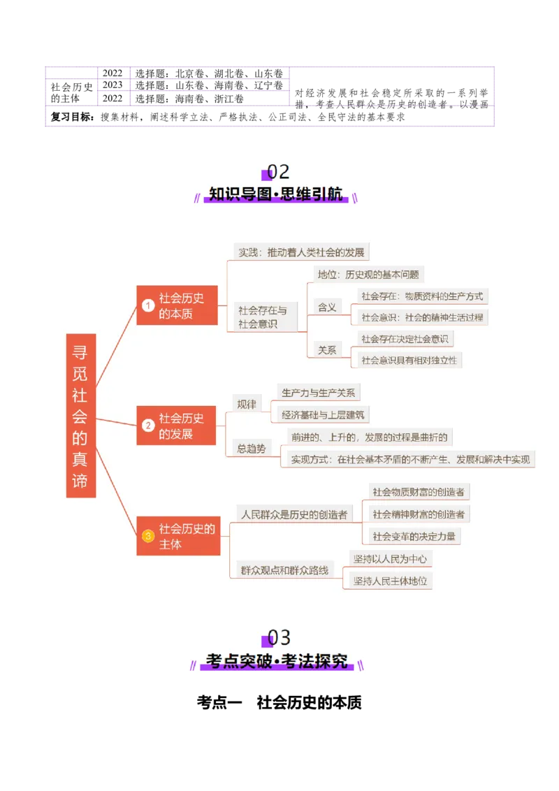 第22讲寻觅社会的真谛（讲义）（原卷版）_新高考复习资料_2025年新高考资料_2025年高考政治一轮复习讲练测（新教材新高考）