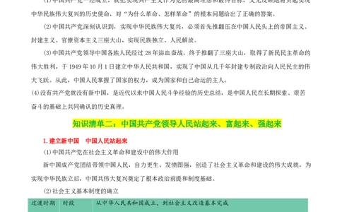 专题09历史和人民的选择_新高考复习资料_2024年新高考资料_一轮复习资料_口袋书2024年高考政治一轮复习知识清单（新高考通用）