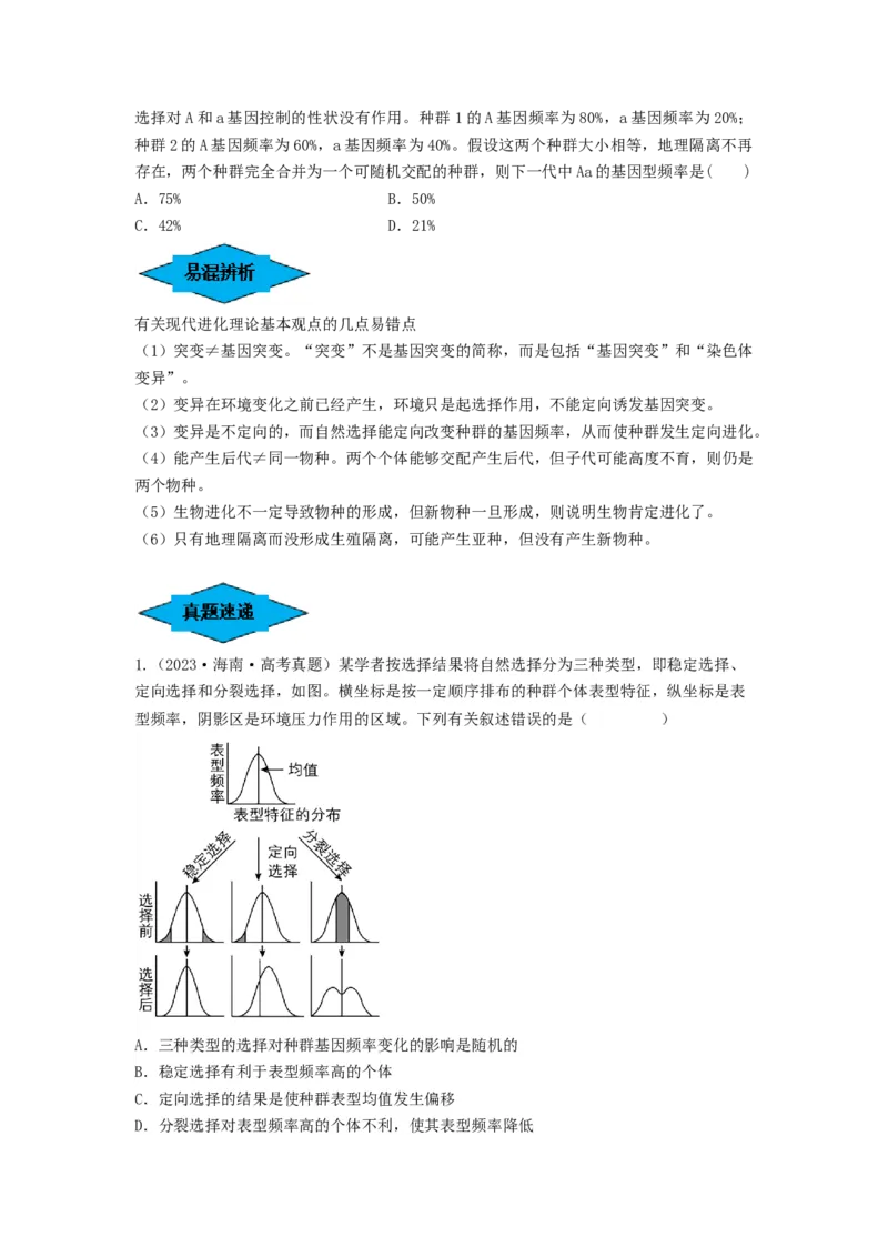 专题22生物的进化（串讲）（原卷版）_2024年新高考资料_1.2024一轮复习_备战2024年高考生物一轮复习串讲精练（新高考专用）
