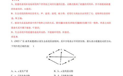 专题12生态系统及其保护-2022年高考真题和模拟题生物分专题训练（教师版含解析）(1)_2024年新高考资料_1.2024一轮复习_赠2022年高考生物真题与模拟题分类