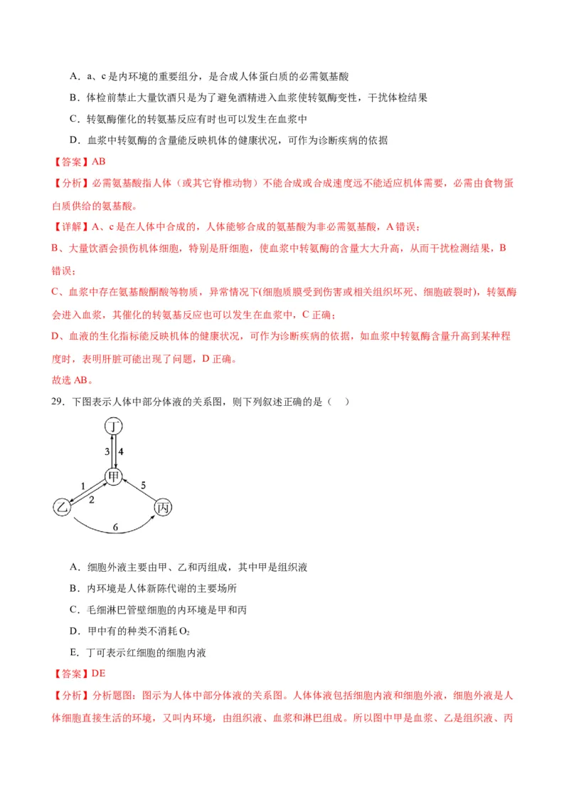 专题25内环境与稳态（解析版)_2024年新高考资料_3.2024专项复习_备战2024年高考生物一轮复习重难点专项突破_专题25内环境与稳态-备战2024年高考生物一轮复习重难点专项突破