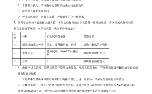 专题2细胞中的元素和化合物（原卷版)_2024年新高考资料_3.2024专项复习_备战2024年高考生物一轮复习重难点专项突破