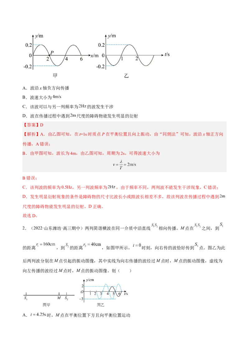 15.2机械波（练）--2023年高考物理一轮复习讲练测（全国通用）（解析版）_04高考物理_通用版（老高考）复习资料_2023年复习资料_一轮复习_2023年高考物理一轮复习讲练测（全国通用）