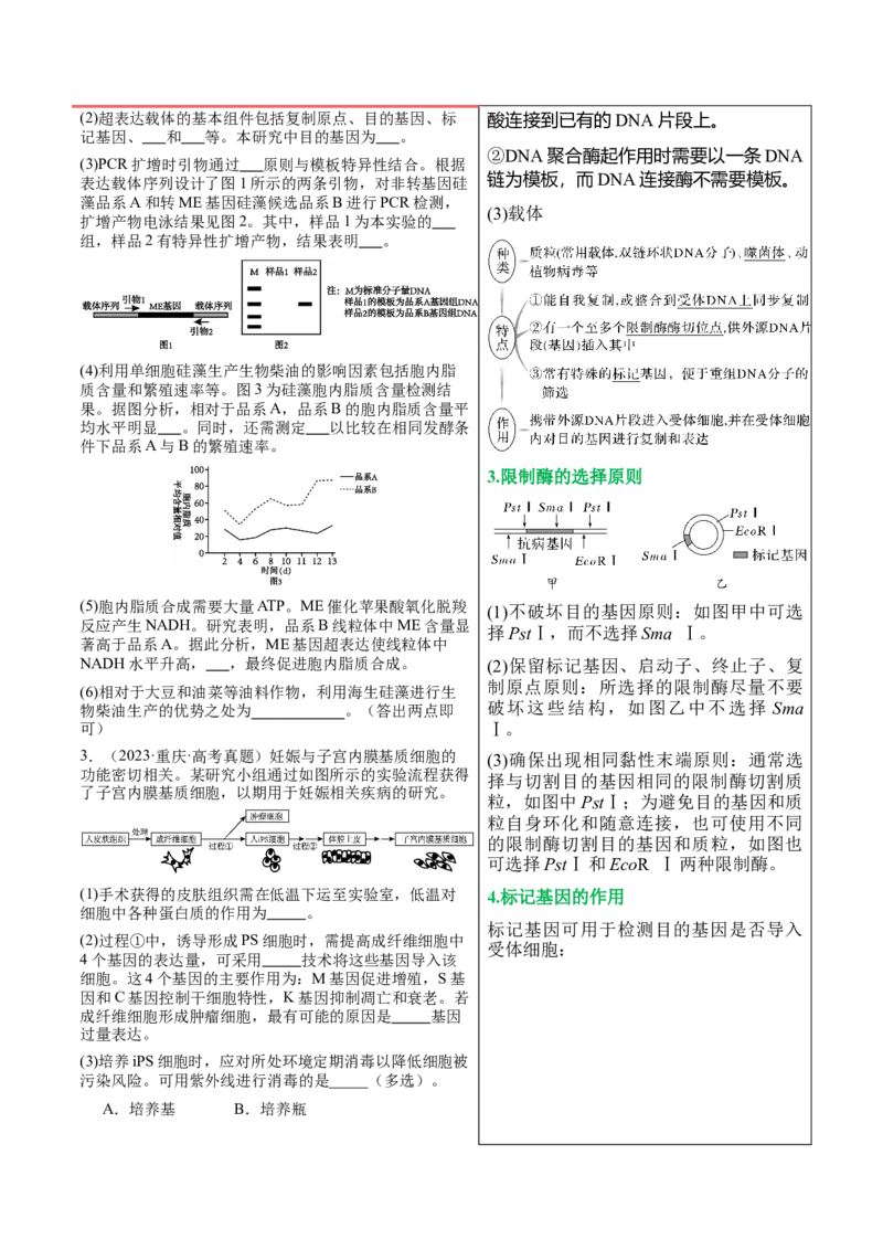 押新高考卷生物技术与工程（原卷版）-备战2024年高考生物临考题号押题（新高考通用）_2024年新高考资料_5.2024三轮冲刺_备战2024年高考生物临考题号押题（新高考通用）322745222_728