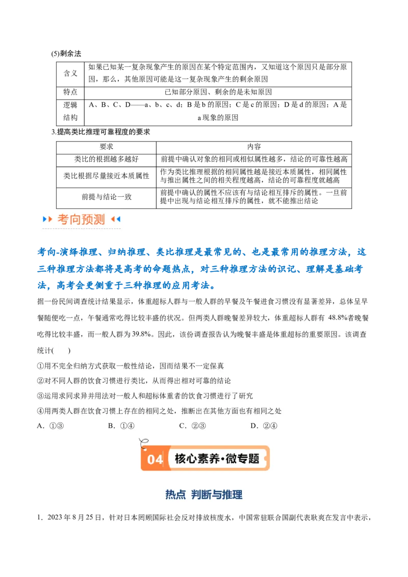 专题10推理篇&mdash;&mdash;判断与推理（讲义）（原卷版）_新高考复习资料_2024年新高考资料_二轮复习资料_高频考点解密2024年高考政治二轮复习高频考点追踪与预测（新高考专用）_讲义