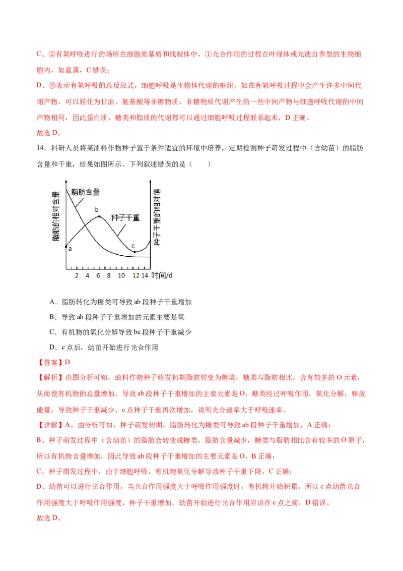 专题11细胞代谢综合分析（解析版)_2024年新高考资料_3.2024专项复习_备战2024年高考生物一轮复习重难点专项突破_专题11细胞代谢综合分析