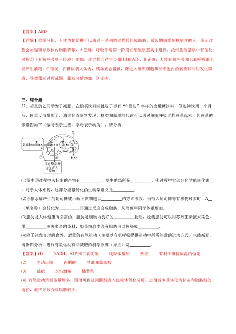 专题11细胞代谢综合分析（解析版)_2024年新高考资料_3.2024专项复习_备战2024年高考生物一轮复习重难点专项突破_专题11细胞代谢综合分析