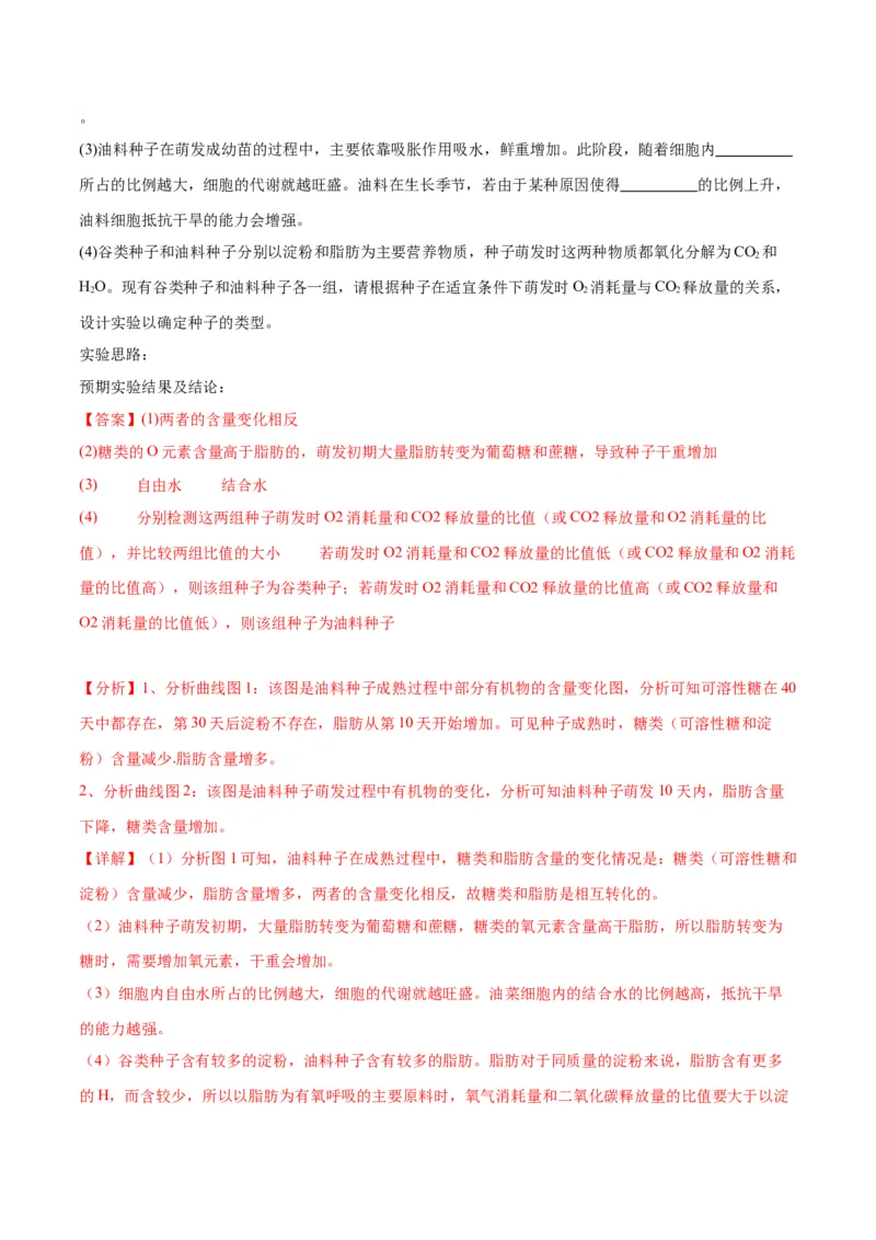 专题3糖类和脂质（解析版)_2024年新高考资料_3.2024专项复习_备战2024年高考生物一轮复习重难点专项突破_专题03糖类和脂质-备战2024年高考生物一轮复习重难点专项突破