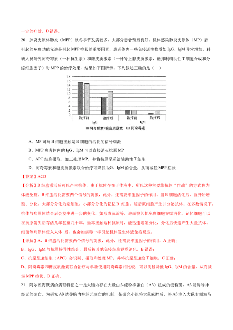 押新高考卷稳态与调节（解析版）-备战2024年高考生物临考题号押题（新高考通用）_2024年新高考资料_5.2024三轮冲刺_备战2024年高考生物临考题号押题（新高考通用）322745222