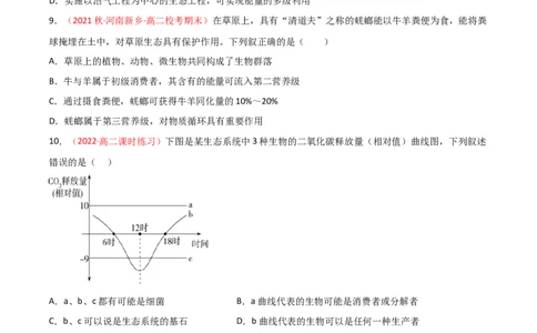 专题14生态系统与生态系统保护（原卷版）_2024年新高考资料_3.2024专项复习_备战2024年高考生物一轮复习重难点突破讲解与训练（新教材）
