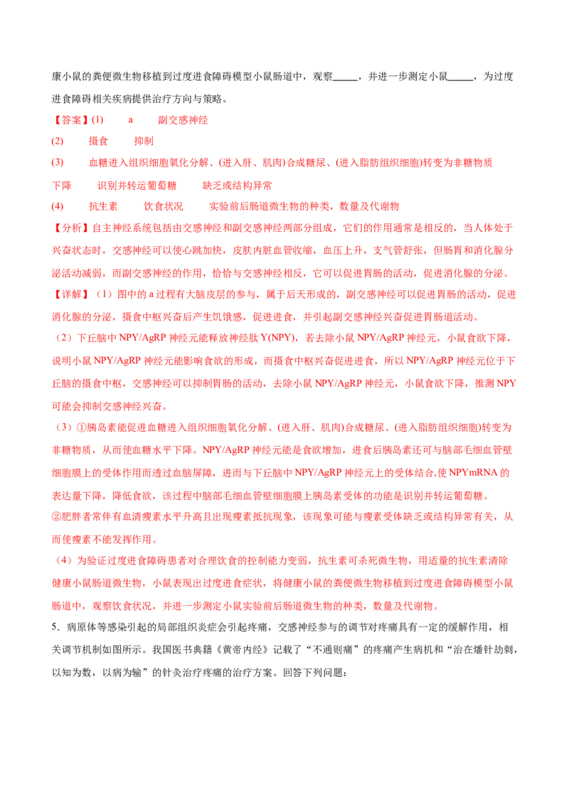 押新高考卷稳态与调节（解析版）-备战2024年高考生物临考题号押题（新高考通用）_2024年新高考资料_5.2024三轮冲刺_备战2024年高考生物临考题号押题（新高考通用）322745222_797