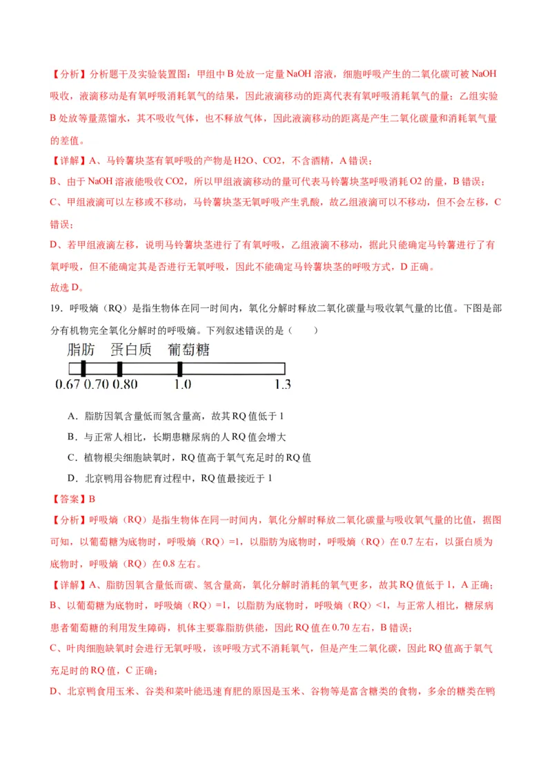 专题9细胞呼吸（解析版)_2024年新高考资料_3.2024专项复习_备战2024年高考生物一轮复习重难点专项突破_专题09细胞呼吸-备战2024年高考生物一轮复习重难点专项突破