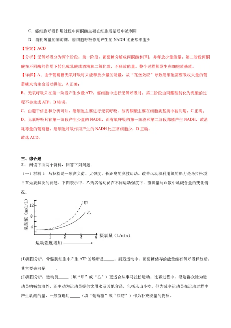 专题9细胞呼吸（解析版)_2024年新高考资料_3.2024专项复习_备战2024年高考生物一轮复习重难点专项突破_专题09细胞呼吸-备战2024年高考生物一轮复习重难点专项突破