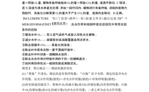微专题4三率测定的6种实验模型_2024年新高考资料_1.2024一轮复习_2024年高考生物一轮复习讲义（新人教版）_另附1套Word版题库_必修1_第三单元细胞的能量供应和利用
