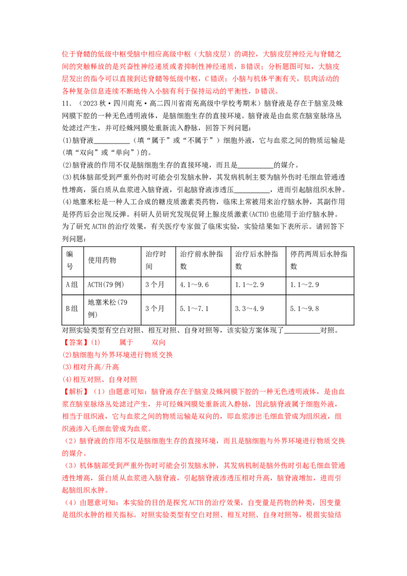 专题16内环境稳态和神经调节（解析版）_2024年新高考资料_1.2024一轮复习_备战2024年高考生物一轮复习抢分特训（全国通用）