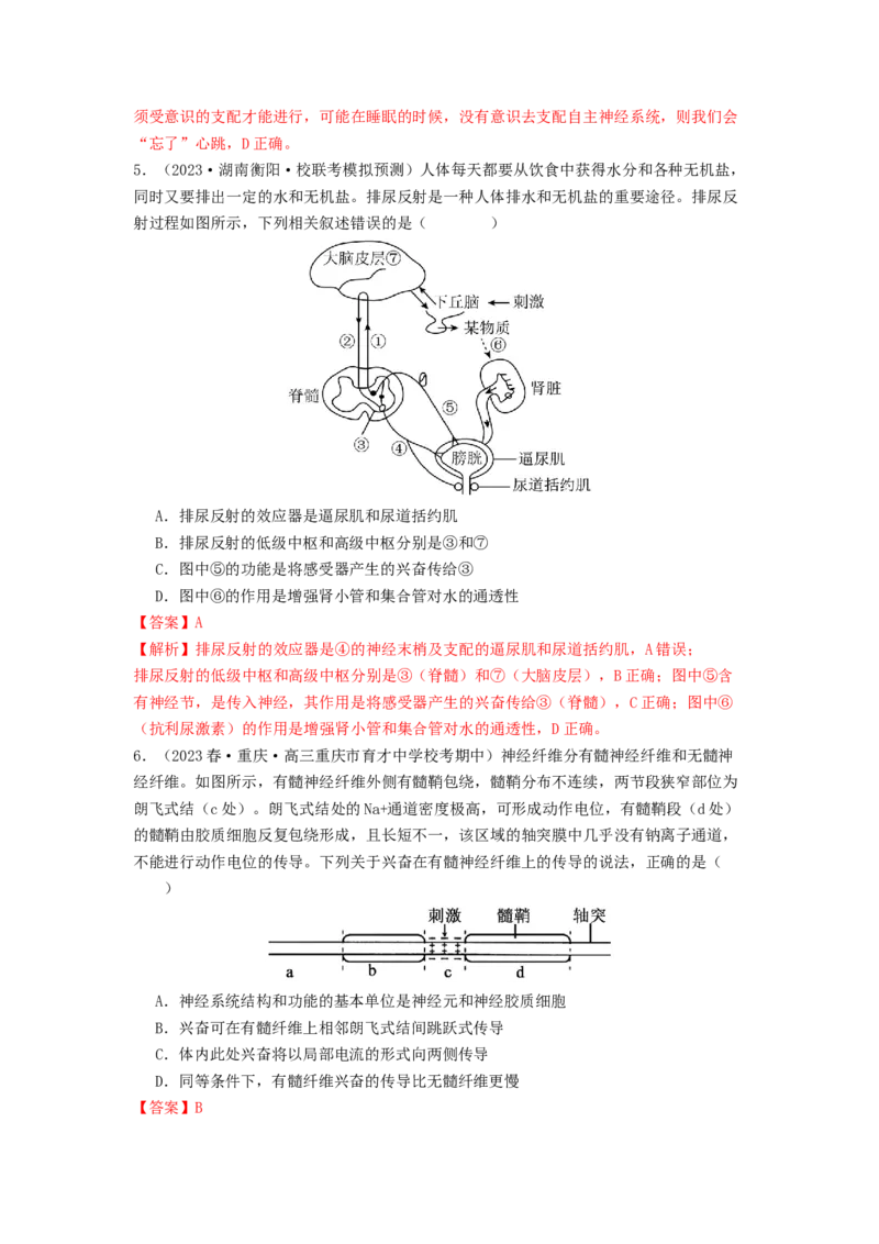 专题16内环境稳态和神经调节（解析版）_2024年新高考资料_1.2024一轮复习_备战2024年高考生物一轮复习抢分特训（全国通用）