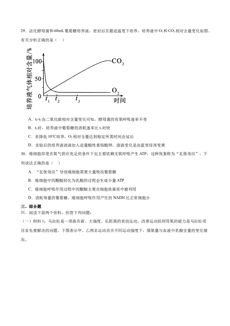 专题9细胞呼吸（原卷版)_2024年新高考资料_3.2024专项复习_备战2024年高考生物一轮复习重难点专项突破_专题09细胞呼吸-备战2024年高考生物一轮复习重难点专项突破