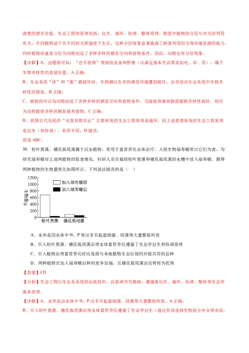专题37人与环境、生态工程（解析版）_2024年新高考资料_3.2024专项复习_备战2024年高考生物一轮复习重难点专项突破_专题37人与环境、生态工程-备战2024年高考生物一轮复习重难点专项突破