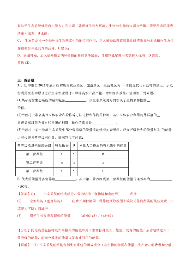 专题37人与环境、生态工程（解析版）_2024年新高考资料_3.2024专项复习_备战2024年高考生物一轮复习重难点专项突破_专题37人与环境、生态工程-备战2024年高考生物一轮复习重难点专项突破