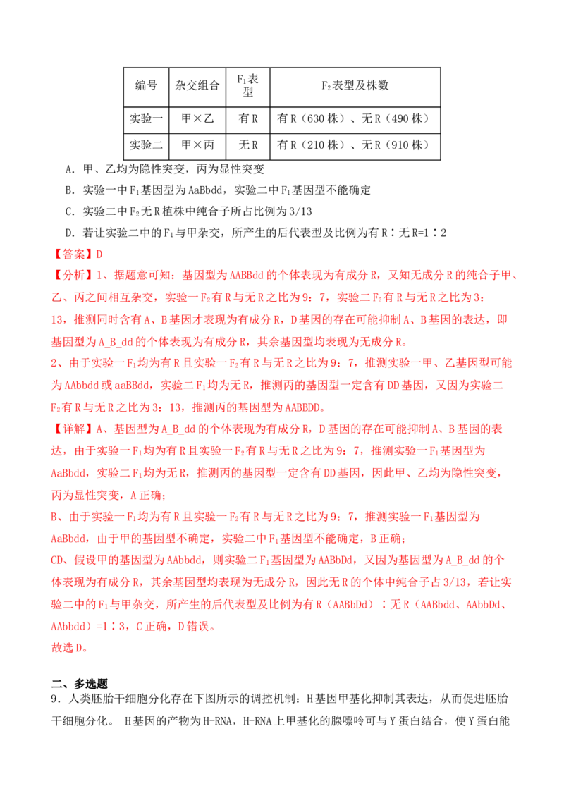 二轮题型突破卷（2）（解析版）_2024年新高考资料_2.2024二轮复习_2024年高考生物二轮热点题型归纳与变式演练（新高考通用）