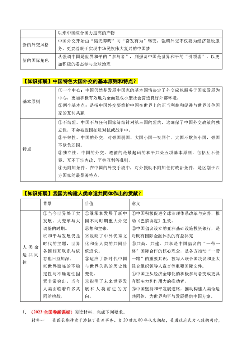 高考热点07中法建交60周年（讲义）（解析版）_2024年新高考资料_2.2024二轮复习_2024年高考历史二轮复习讲练测（新教材新高考）
