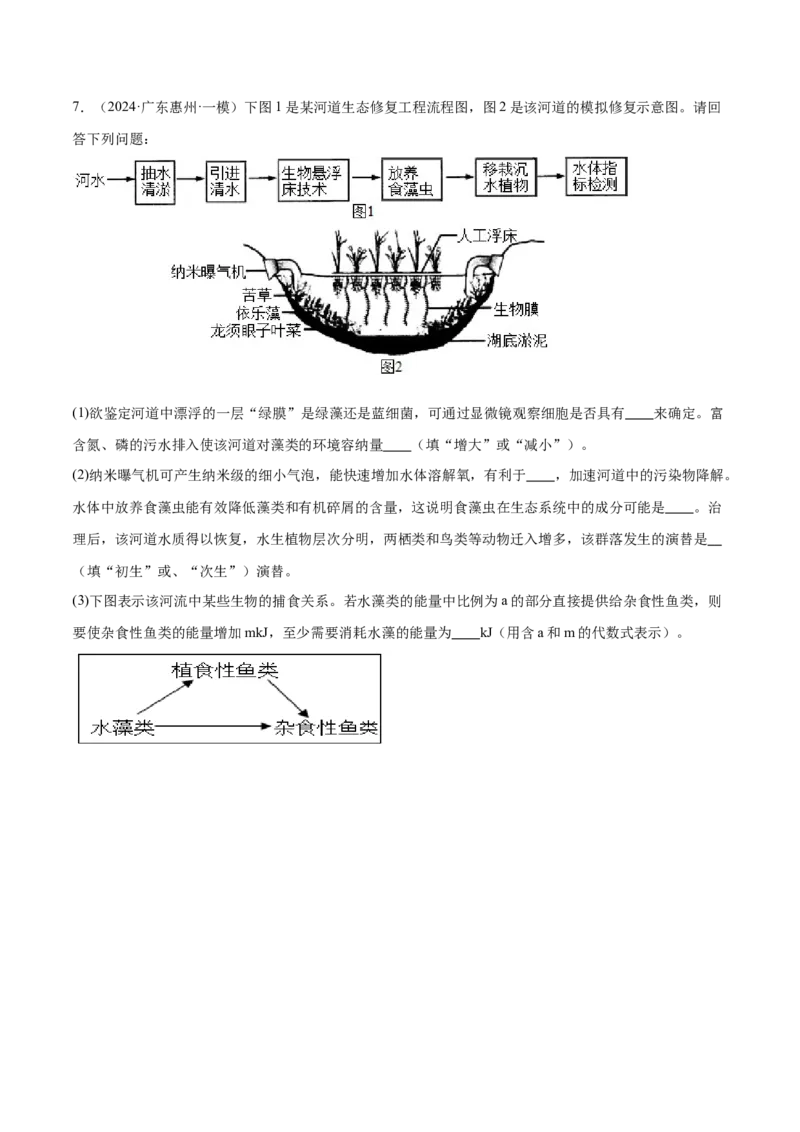 押广东卷第19题生态系统的应用（原卷版）_2024年新高考资料_5.2024三轮冲刺_备战2024年高考生物临考题号押题（广东专用）323137816