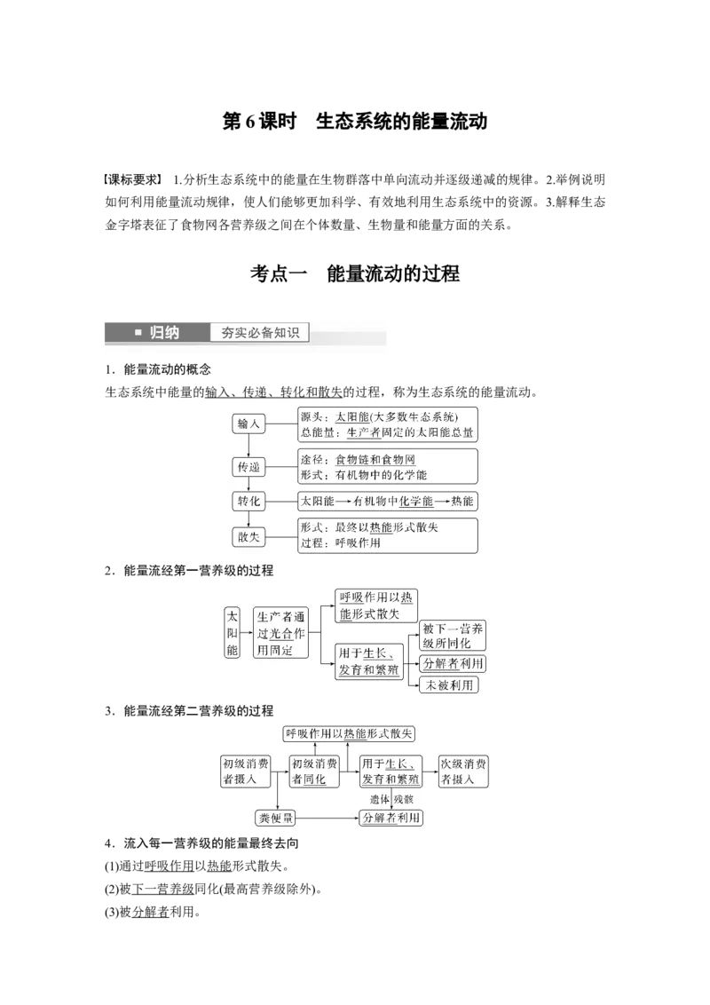 2024年高考生物一轮复习（新人教版）第9单元　第6课时　生态系统的能量流动_2024年新高考资料_1.2024一轮复习_2024年高考生物一轮复习讲义（新人教版）