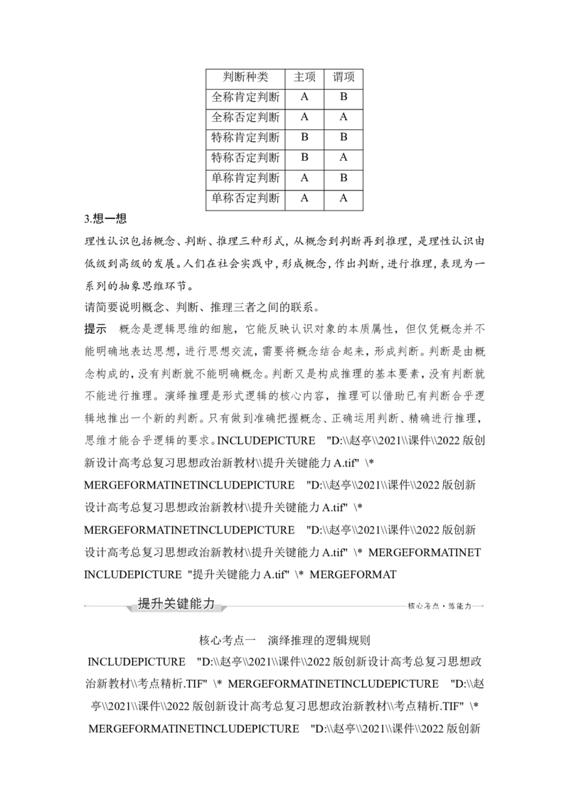 淘宝店：品优教学第二单元　遵循逻辑思维规则(推理部分)_新高考复习资料_2022年新高考资料_2022版高三政治总复习专用（新高考-新教材版）_选择性必修3逻辑与思维word