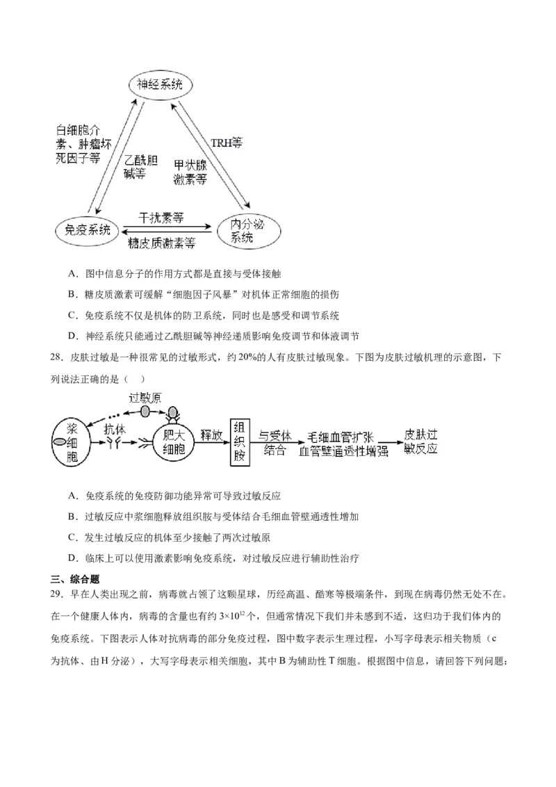 专题30免疫失调和免疫学的应用（原卷版)_2024年新高考资料_3.2024专项复习_备战2024年高考生物一轮复习重难点专项突破