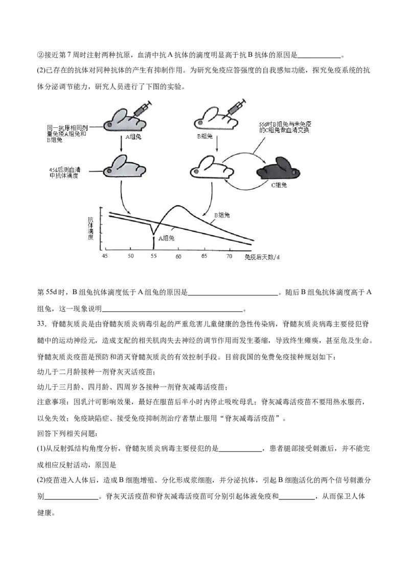 专题30免疫失调和免疫学的应用（原卷版)_2024年新高考资料_3.2024专项复习_备战2024年高考生物一轮复习重难点专项突破